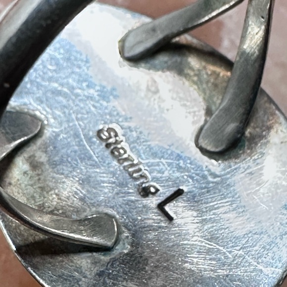 Lapis lazuli ring bezel set teardrop sterling silver signed “L” size 7.5 5505 Y - Picture 5 of 13